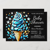Digital Scoop Ice Cream Boy Baby shower Kaart (Voorkant / Achterkant)