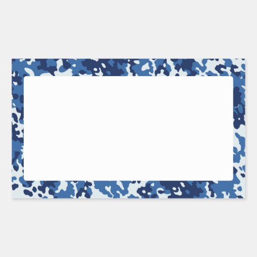 Digital Sky Blue Camouflage - met wit Rechthoekige Sticker (Voorkant)