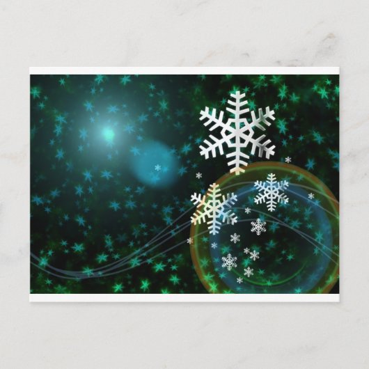 Digital Snowflake Natuur Winter Peace Love Destiny Briefkaart (Voorkant)