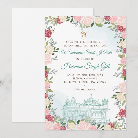 Digital Sukhmani sahib ji path invitation download Kaart (Voorkant / Achterkant)