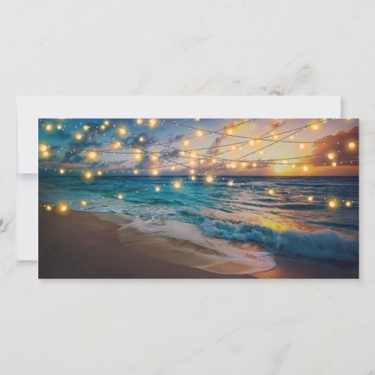 Digital Sunset Beach Save the Date Uitnodiging (Achterkant)