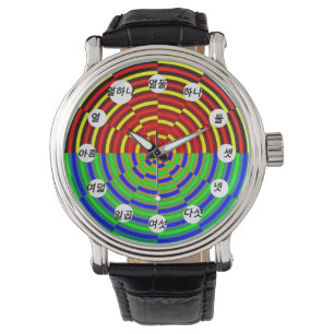 Digital Sunset (Koreaans gezicht) van Kenneth Yonc Horloge