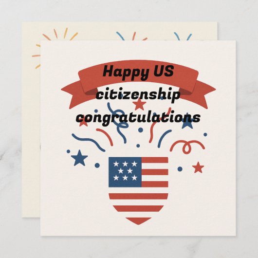Digital U.S. Citizenship Felicitaties Kaart (Voorkant / Achterkant)