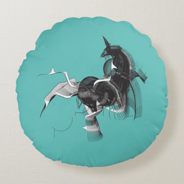 Digital Unicorn Rond Kussen (Voorkant)