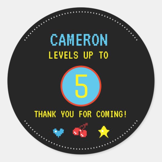 Digital Video Gamer Birthday Party Hartelijk dank Ronde Sticker (Voorkant)