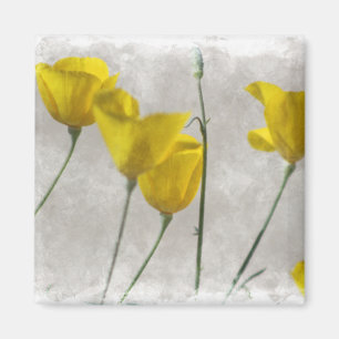 Digital Waterverf Yellow California Poppies Magne Magneet