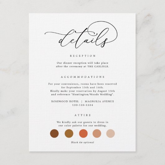 DIGITAL Wedding Attire Dress Code Cards Kaart (Voorkant)