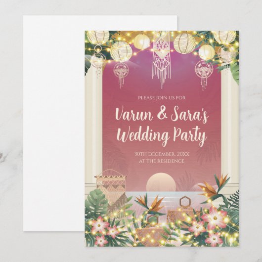 Digital Wedding Cocktail nodigen Indiase bruiloft  Kaart (Voorkant / Achterkant)