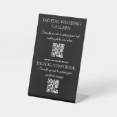 Digital Wedding Gallery & Gastenboek QR Code Zwart Reclamebord Met Voetstuk (Voorkant)