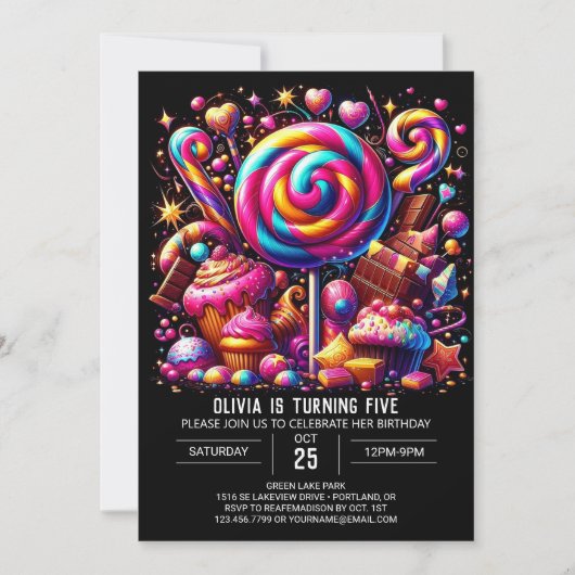 Digital Whimsical Candyland digitale verjaardag Kaart (Voorkant)