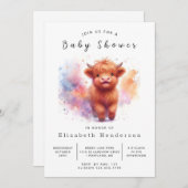 Digital Whimsical Fun Koe Baby shower Kaart (Voorkant / Achterkant)