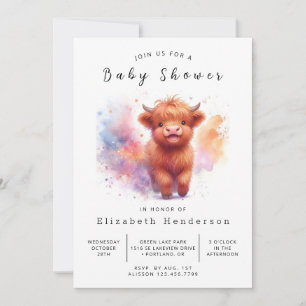 Digital Whimsical Fun Koe Baby shower Kaart