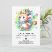 Digital Whimsical Monkey Verjaardag Kaart (Staand voorkant)