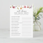 Digital Wildflower Wie Kent de Bruid het Best Kaart (Staand voorkant)