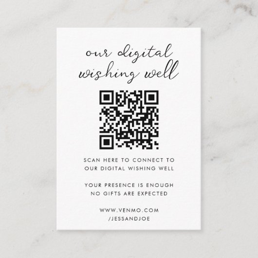 Digital Wishing Well QR Code Wedding Registry Encl Informatiekaartje (Voorkant)