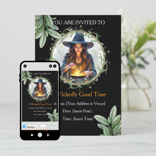 Digital Witch Invitation Halloween Mobile Party Feestdagenkaart