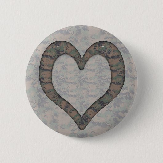 Digital Woodland Camouflage Heart op Camo Ronde Button 5,7 Cm (Voorkant)