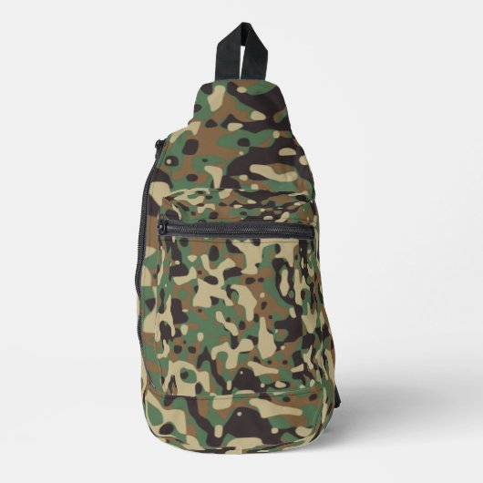 Digital Woodland Military Camouflage Pattern Sling Bag (Voorkant)
