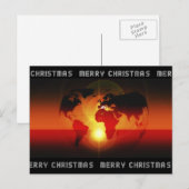 Digital World Wereldbol Merry Christmas Sinaasappe Feestdagenkaart (Voorkant / Achterkant)