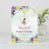 Digitale 1e verjaardag Sukhmani Sahib pad uitnodig Kaart (Staand voorkant)