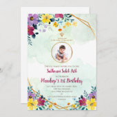 Digitale 1e verjaardag Sukhmani Sahib pad uitnodig Kaart (Voorkant / Achterkant)