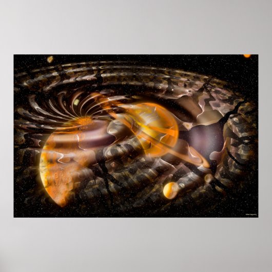 Digitale 3D-verlichting ruimteverdraaiing Poster (Voorkant)