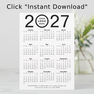Digitale aangepaste 2027 kalender met logo | Downl Kaart