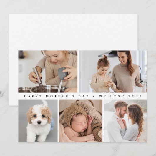 Digitale aangepaste fotocollage Moederdag Feestdagenkaart (Voorkant / Achterkant)