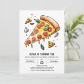 Digitale aangepaste pizza verjaardag kaart (Staand voorkant)