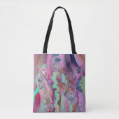 Digitale Abstracte canvas tas Trendy roze & munt (Voorkant)