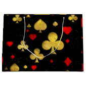 Digitale abstracte Gold- en Red Suits-patroonkunst Groot Cadeauzakje (Voorkant)