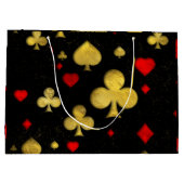 Digitale abstracte Gold- en Red Suits-patroonkunst Groot Cadeauzakje (Achterkant)