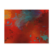Digitale Abstracte kunst met Red, Aqua & Gold Grun
