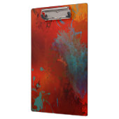 Digitale Abstracte kunst met Red, Aqua & Gold Grun Klembord (Links)