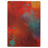 Digitale Abstracte kunst met Red, Aqua & Gold Grun Klembord (Achterkant)