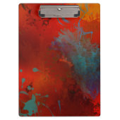 Digitale Abstracte kunst met Red, Aqua & Gold Grun Klembord (Voorkant)