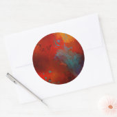Digitale Abstracte kunst met Red, Aqua & Gold Grun Ronde Sticker (Envelop)