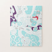 Digitale Abstracte kunst "Turquoise Space" Legpuzzel (Verticaal)