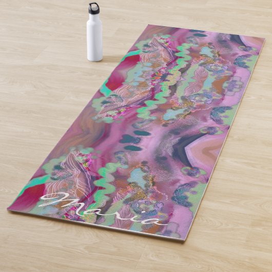 Digitale Abstracte kunst yoga mat Trendy roze & mu (In situ)