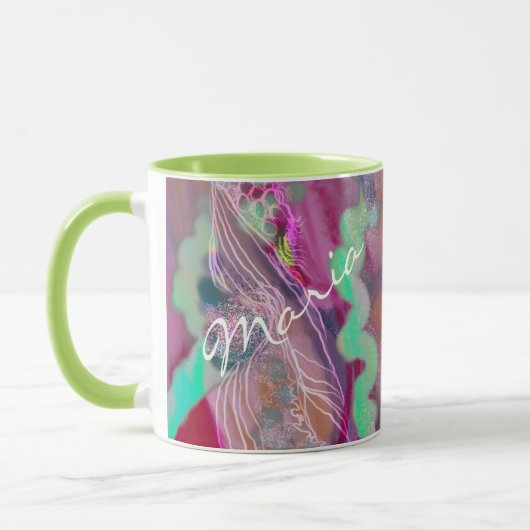 Digitale Abstracte mok Trendy roze munt green (Links)