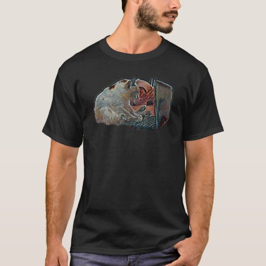 Digitale abstracte schilderij van een kat 10 t-shirt (Voorkant)