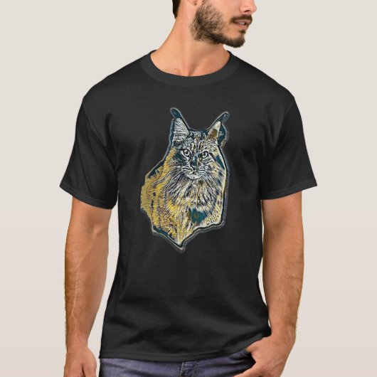 Digitale abstracte schilderij van een kat 11 t-shirt (Voorkant)