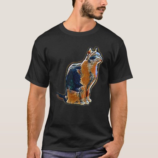 Digitale abstracte schilderij van een kat 13 t-shirt (Voorkant)