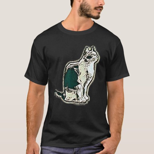 Digitale abstracte schilderij van een kat 16 t-shirt (Voorkant)