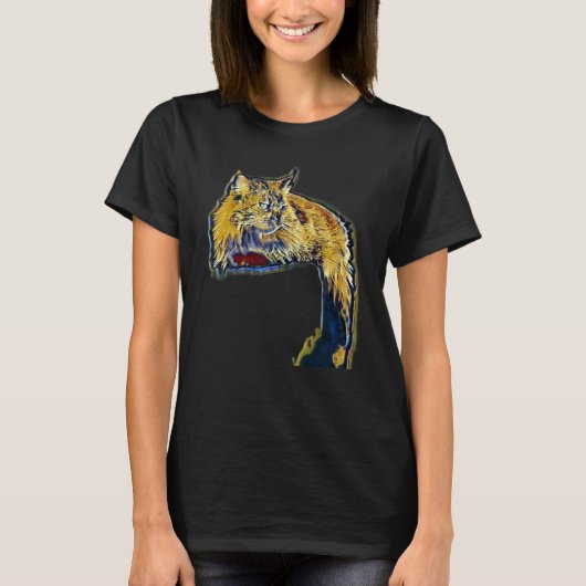 Digitale abstracte schilderij van een kat 18 t-shirt (Voorkant)
