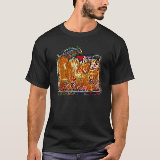 Digitale abstracte schilderij van een kat 19 t-shirt (Voorkant)