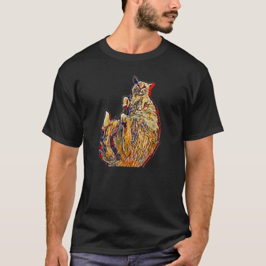 Digitale abstracte schilderij van een kat 1 t-shirt (Voorkant)