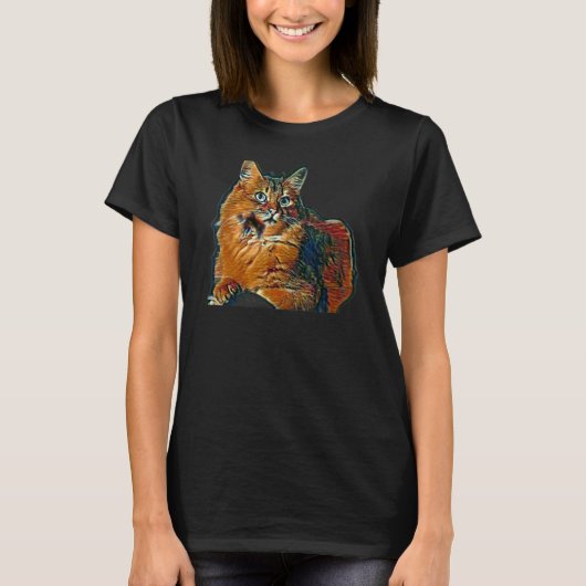 Digitale abstracte schilderij van een kat 26 t-shirt (Voorkant)