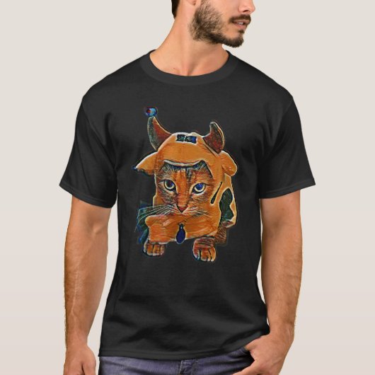 Digitale abstracte schilderij van een kat 29 t-shirt (Voorkant)