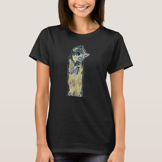 Digitale abstracte schilderij van een kat 2 t-shirt (Voorkant)